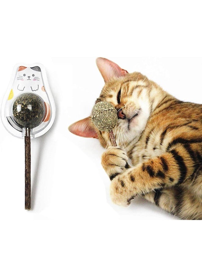 Mumoo Bear Mumoo Bear 2PCS Natural Cat Treats Cat Toy Catnip Lollipop, Cat Mint Ball Stick Catnip Toys Cat Dental Chews Teeth Cleaning  - Image 1