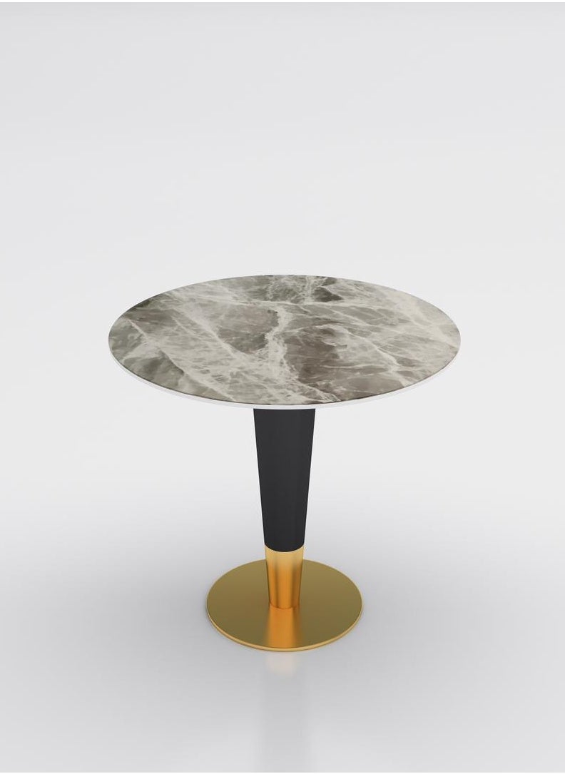 Taimi - Artificial Marble Dining Table With Gold Black Base 60X60X75cm - Image 1