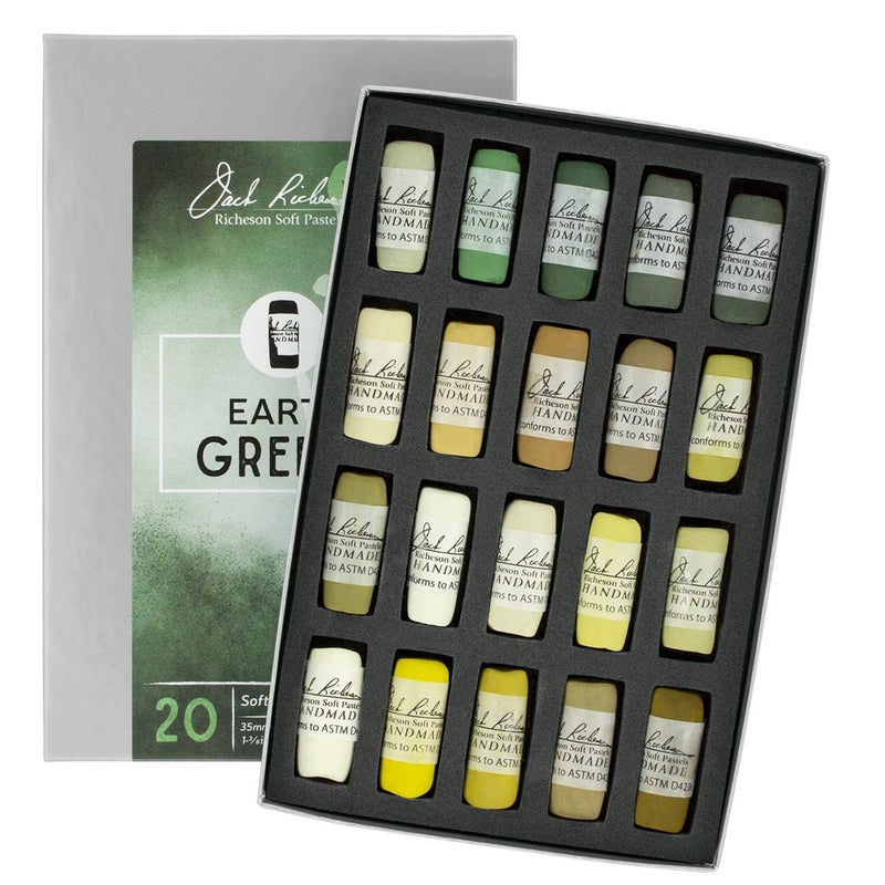 Jack Richeson 422975 Color Value Hand Rolled Soft Pastel Set 20 Piece Earth Greens