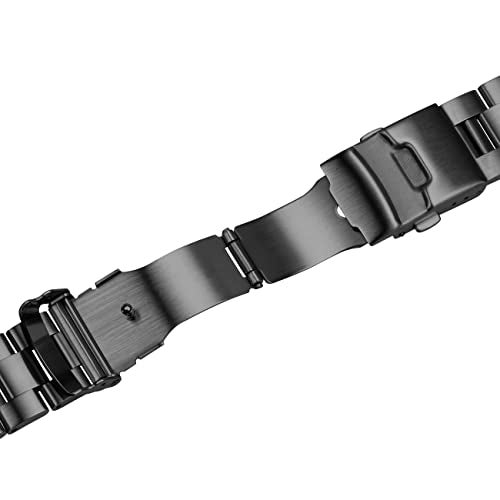 Kai Tian 22mm Curved Ends Watch Band with Foldover Clasp, Black Solid Quality Stainless Steel Half-Moon Tapered 3D Flats Metal Watch Strap for Men Women - Image 5