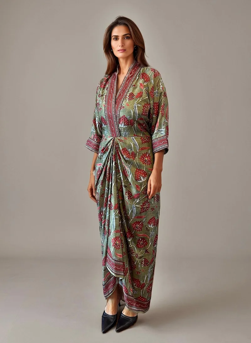 ECSTACY Multiprinted Pleat Dress