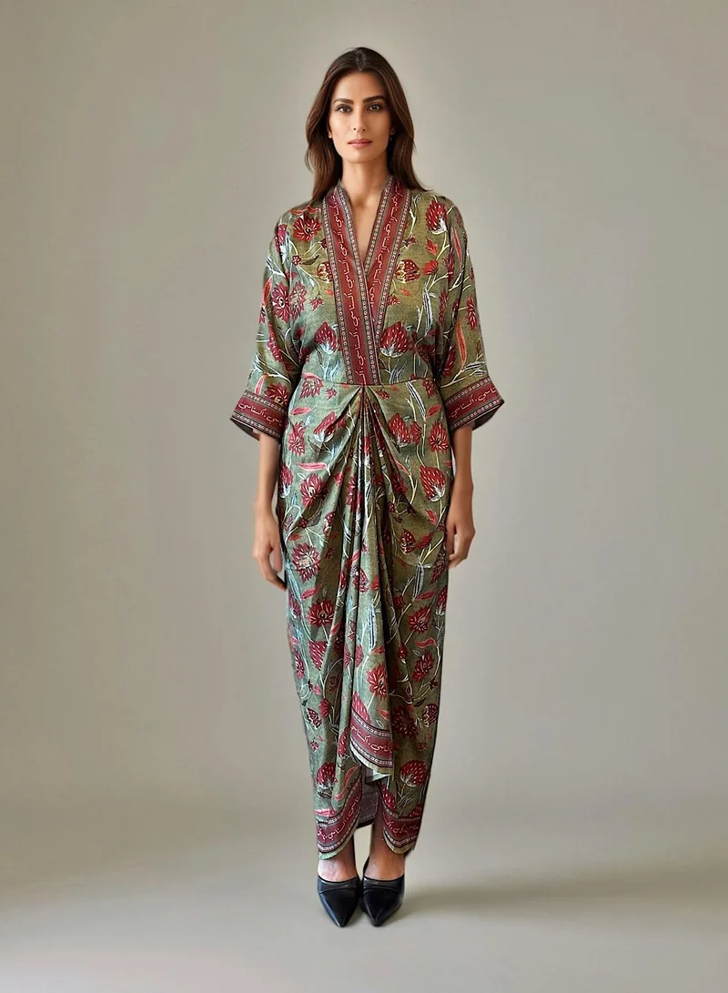 ECSTACY Multiprinted Pleat Dress