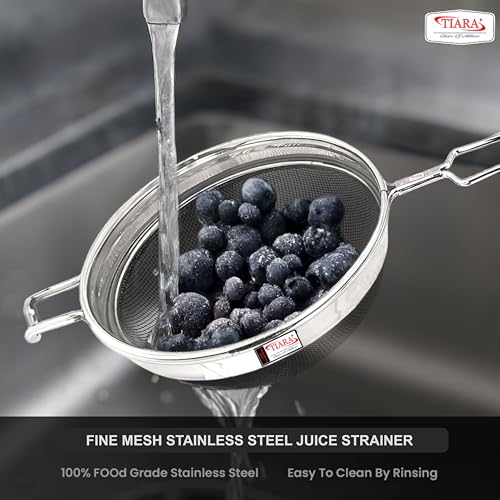 TIARA - MAX Juice Strainer No7 Diameter 16cm Soup Strainer Steel Liquid Filter Food Grade Mesh, Sieve for Kitchen, channi,Rice Strainer, Fruit Strainer (35L x 16W x 8H cm, Silver) - Image 3