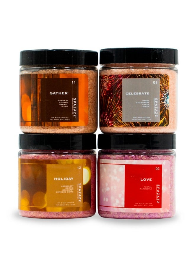 spazazz Hot Tub Aromatherapy Memories Collection Bath Salts Set Four-4 Oz Pack - Love, Holiday, Celebrate, Gather - Spazazz Hot Tub Crystals And Bath Salts Are Oil-Free & Safe For All Spas - Image 1