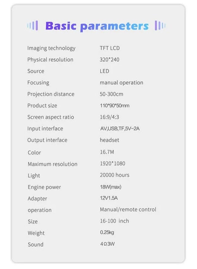 Mini Pocket Size LED Projector Supports 1080P 110*90*50mm YT500 Yellow  - Image 3