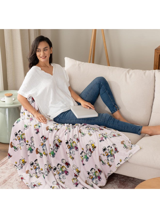 Berkshire Blanket Berkshire Blanket Peanuts® VelvetLoft® Cute Character Snoopy Plush Throw Blanket,Peanuts Laughing Robe Lilac,55 in x 70 in (Official Peanuts® Product)  - Image 3