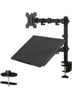 Garlo Laptop Monitor Mount Stand with Keyboard Tray, Adjustable Notebook Desk Mount with Clamp and Grommet Mounting Base for 33 to 68cm LCD Computer Screens Up .  - Image 1