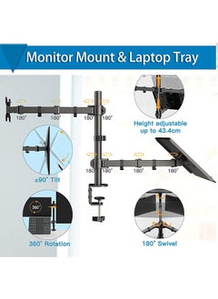 Garlo Laptop Monitor Mount Stand with Keyboard Tray, Adjustable Notebook Desk Mount with Clamp and Grommet Mounting Base for 33 to 68cm LCD Computer Screens Up .  - Image 5