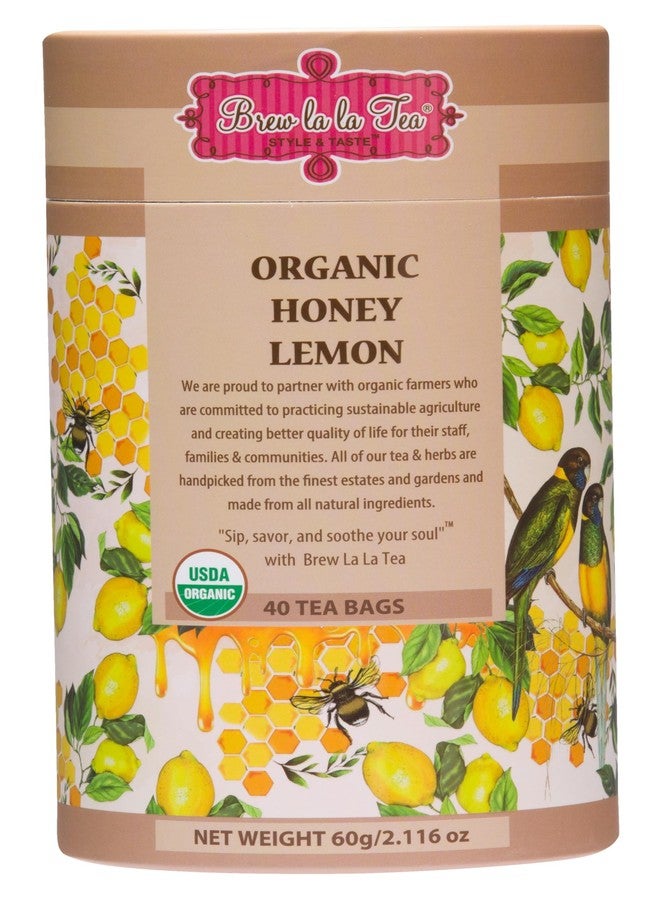 Brew La La Tea Brew La La Organic Honey Lemon Green Tea - 40 Double Chambered Tea Bag Canister - Low Caffeine - USDA Certified Organic - NonGMO - Gluten Free - Image 1