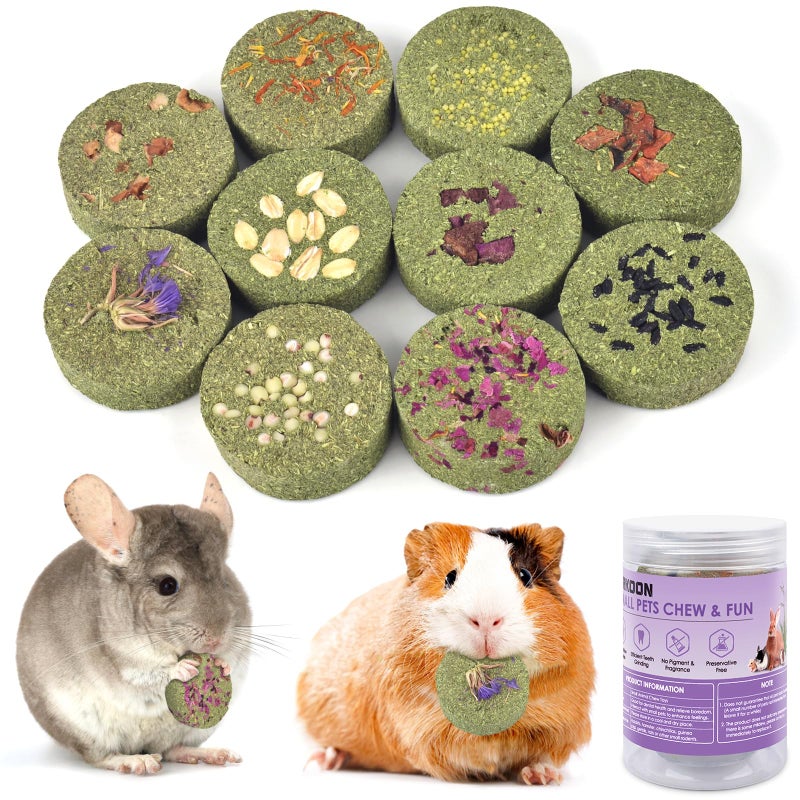 ERKOON Treats Rabbit Toys, 100% Edible Premium Timothy Hay Chew A Blocks for Rabbits, Chinchilla Treats, Chew Toys for Teeth Guinea Pigs and Mice - Image 1