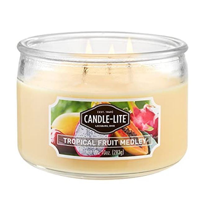 CANDLE-LITE Scented Candles, Tropical Fruit Medley Fragrance, One 10 oz. Three Wick Aromatherapy Candle with 20-40 Hours of Burn Time, Yellow Color - Image 4