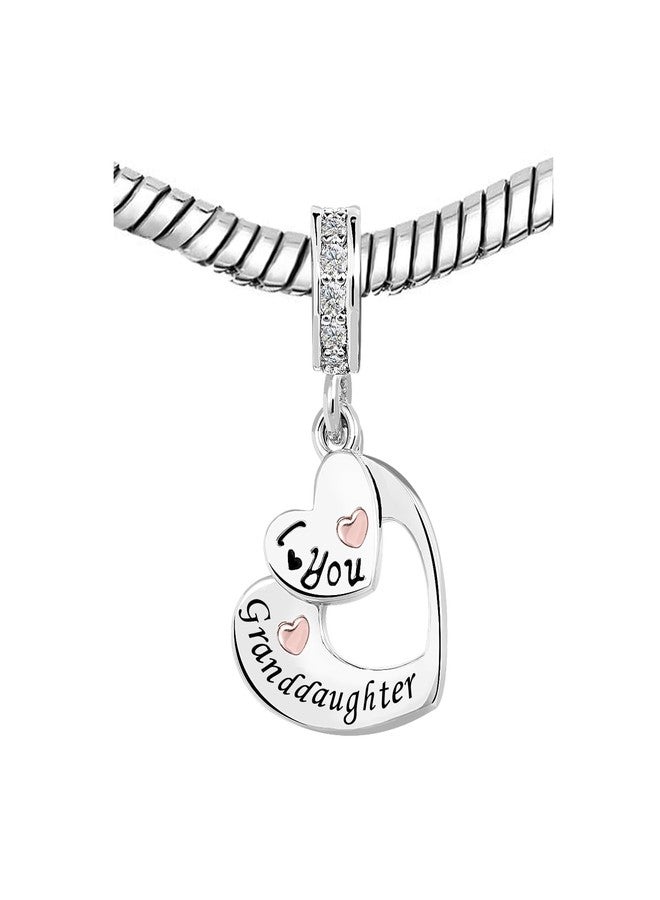 KunBead Granddaughter I Love You Heart Birthday Dangle Charms Compatible with Pandora Bracelet Necklace Gift from Grandmother - Image 3