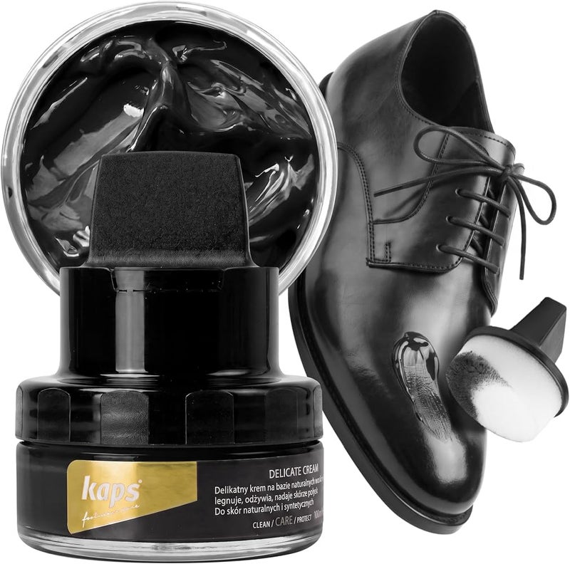 Kaps Shoe Cream with Sponge Applicator, Intensive Leather Care and Nourishing, Kaps Delicate, 70 colours - Image 1