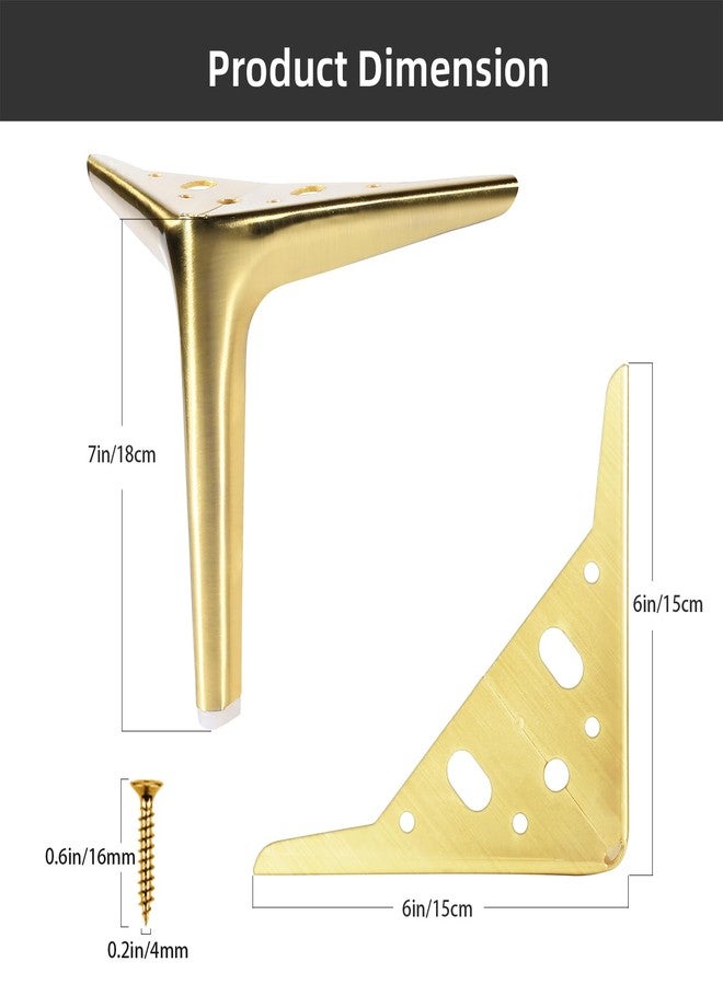 Anterrific 7 Inch Brushed Gold Furniture Legs, Metal Legs for Furniture Set of 4,DIY Replacement for Sofa Legs, Cabinet Legs, Couch Legs, Ottoman Legs, Table Legs and Dresser Legs (Gold, 7 inch) - Image 5