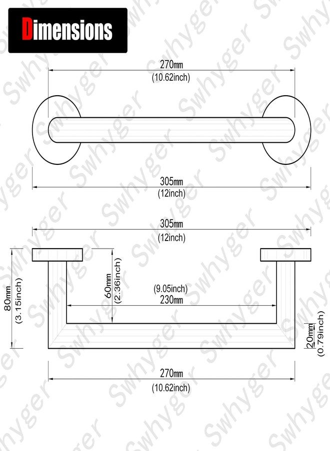SWHYGER 12 Inch Hand Towel Bar Bathroom Towel Holder,Bath Accessories Thicken Stainless Steel Shower Towel Rack,Kitchen Dish Cloth Hanger Wall Mount Brushed Steel,96018-2-12BS. - Image 3