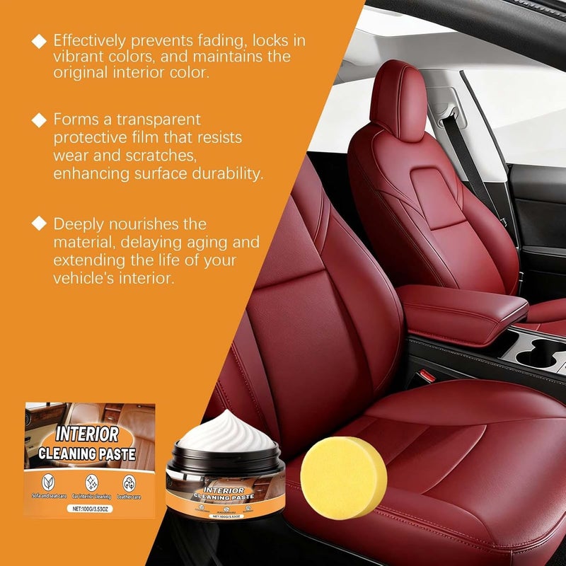 Car Leather Cleaner - 100g Automotive Scratch Paste | Interior Cleaning Cream for Cars | for Upholstery Dashboard Vehicle Detailing Truck Rv Sofa - Image 4