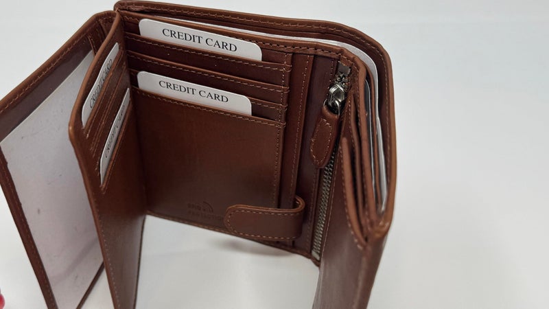 DiLoro Mens Wallet RFID Blocking Genuine Full Grain Leather Bifold Wallet with Flip ID Coin and Secure Zip Compartment Extra Large (Bugatti Tan) - Image 5