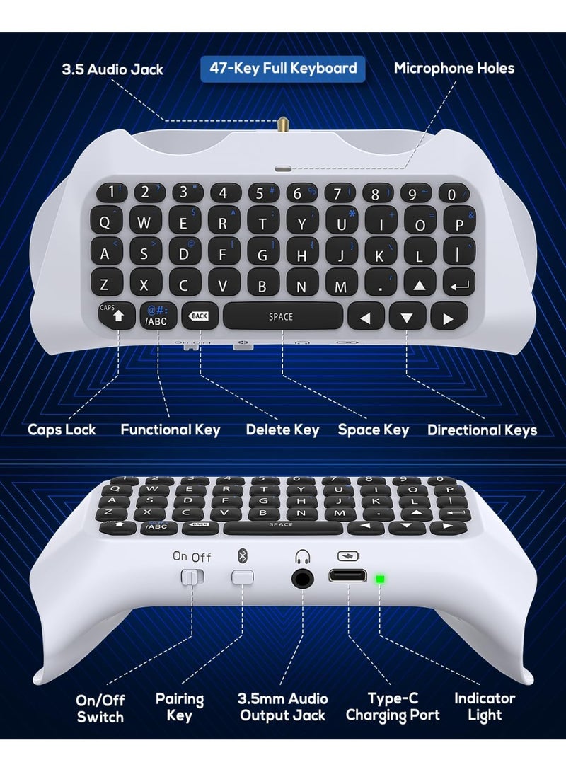 Wireless Controller External Keyboard for PS5 Bluetooth 3.0 Mini Gamepad Chatpad with Built-in Speaker 3.5MM Audio Jack for Playstation 5 Voice Chat Board  - Image 4