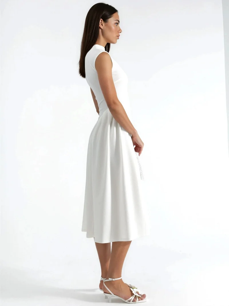 بوسيم BUSEM Textured Paneled Midi Dress