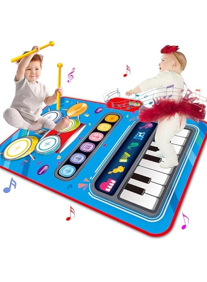 Baby Toys for 1 Year Old,Baby Musical Mat Toddler Toys Age 1-2,3 in 1 Piano Drum Babies Play Mat -Baby Music Toy 12-18 Months Babies Birthday Gifts for 1 2 3 Year Old Boys Girls - Image 1