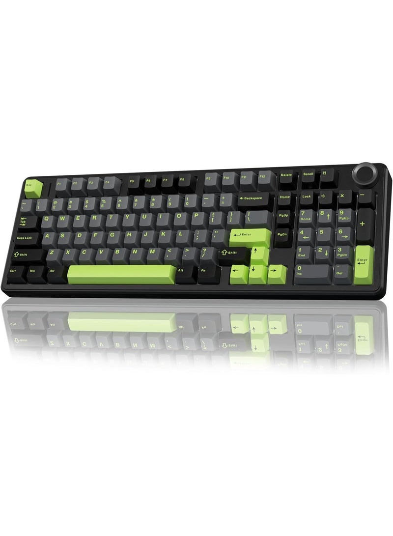 AULA لوحة مفاتيح الألعاب اللاسلكية F99 PRO، لوحة مفاتيح مخصصة قابلة للتبديل، مفتاح خشبي رمادي مشحم مسبقًا، لوحة مفاتيح ميكانيكية بتردد 2.4GHz/Type-C/BT5.0 مع بطارية 8000mAh، لوحة مفاتيح ألعاب بإضاءة خلفية RGB - Image 1