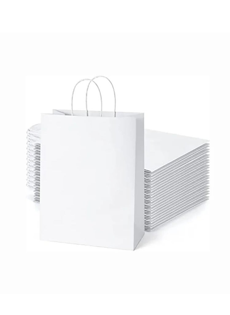 Genetic 24pcs White Paper Bags with Handle Kraft Gift Bags For Birthday Party, Weddings  - Image 1