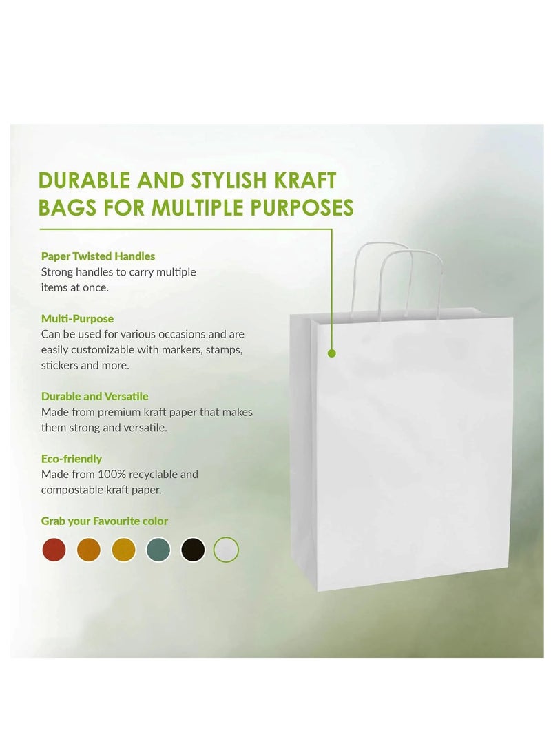Genetic 24pcs White Paper Bags with Handle Kraft Gift Bags For Birthday Party, Weddings  - Image 4