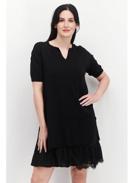 Women Solid Mini Dress, Black