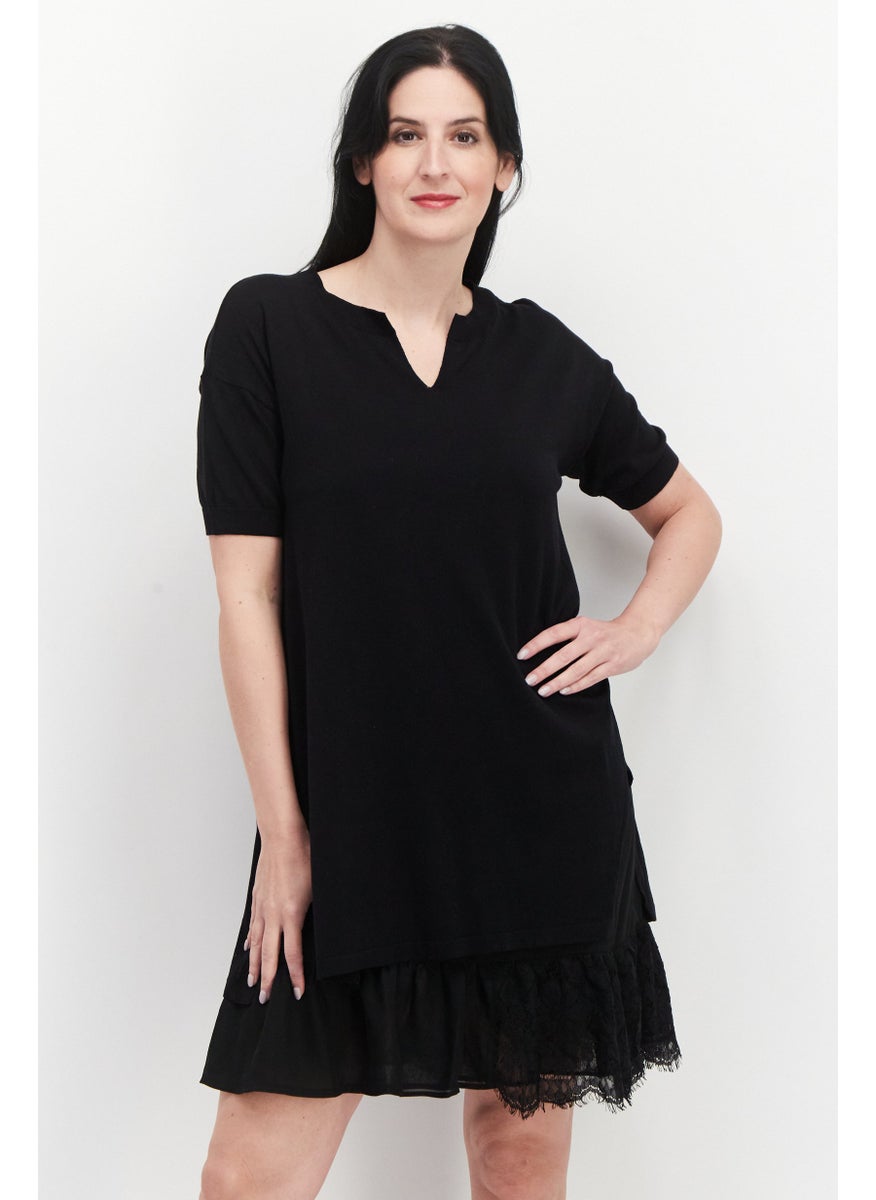 TWINSET - Women Solid Mini Dress, Black - Image 1