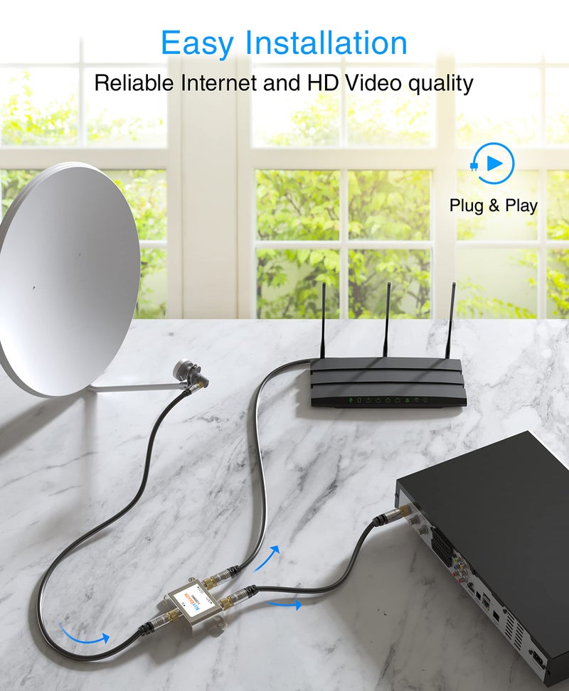 BlueRigger 2-Way Coaxial Cable Splitter (RG6 Two Way Mini Diplexer, F-type, 2.3GHZ 5-2300MHz) Digital Signal Female Coax Splitter - Works with Satellite, Antenna, HDTV, Amplifier, Cable TV, Dish, CATV - Image 2