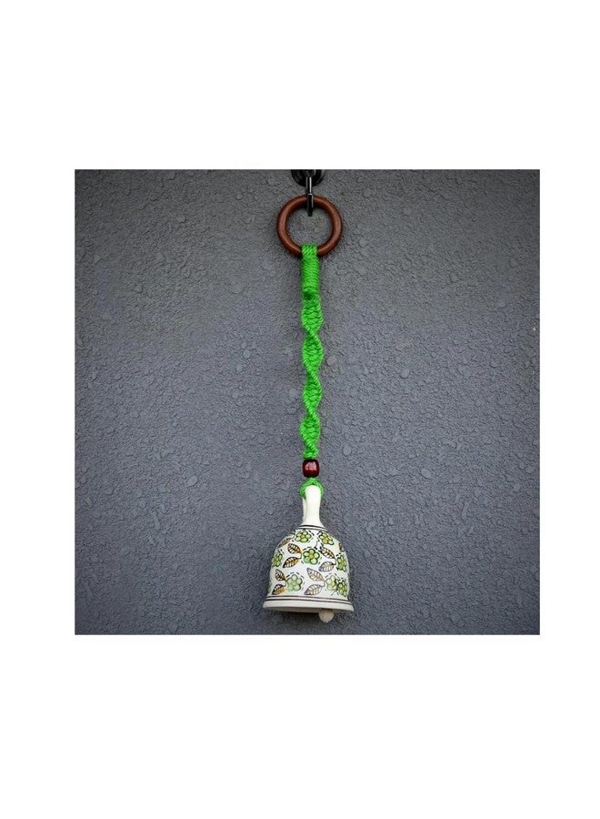 Shopping Shots 1 Ceramic Bell with Hand Knitted Macrame Cotton Rope & 1 Ceramic Hooks to Hang Bells.. Size- Large, Height -5 inches Resonating Sound I Home and Office Decoration - Image 4