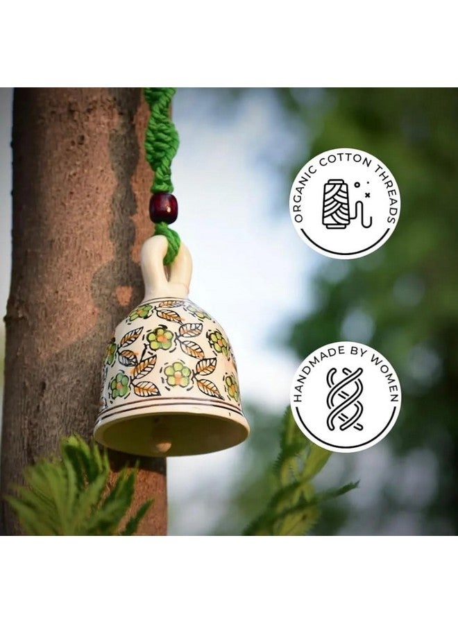 Shopping Shots 1 Ceramic Bell with Hand Knitted Macrame Cotton Rope & 1 Ceramic Hooks to Hang Bells.. Size- Large, Height -5 inches Resonating Sound I Home and Office Decoration - Image 5