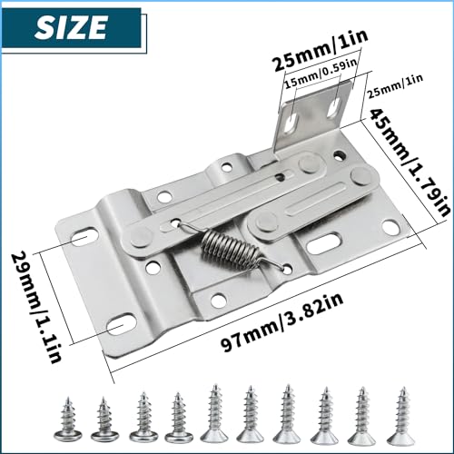 SUUJI Tip Out Tray Hinges,1Pair 45 Degrees Tilt Tray Hinge, Steel Scissor Hinges Support Frame Standard for Kitchen Sink-Front Drawer, Bathroom Flip-Down Door or Cabinet Storage Box, Silver - Image 2