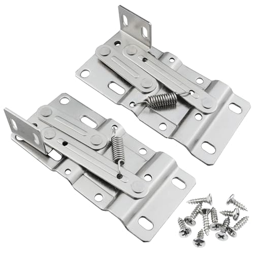 SUUJI Tip Out Tray Hinges,1Pair 45 Degrees Tilt Tray Hinge, Steel Scissor Hinges Support Frame Standard for Kitchen Sink-Front Drawer, Bathroom Flip-Down Door or Cabinet Storage Box, Silver - Image 1