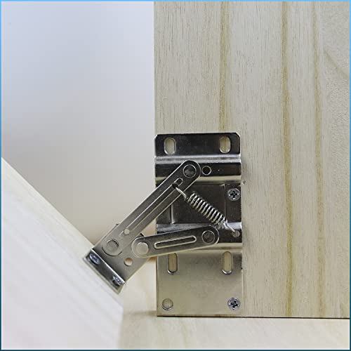SUUJI Tip Out Tray Hinges,1Pair 45 Degrees Tilt Tray Hinge, Steel Scissor Hinges Support Frame Standard for Kitchen Sink-Front Drawer, Bathroom Flip-Down Door or Cabinet Storage Box, Silver - Image 5