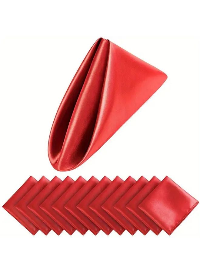 مناديل ساتان حمراء 3 قطع، قماش متين بكثافة عالية وحواف محكمة للحفلات والولائم - Image 1