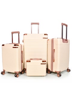 MORANO 4-Piece Unisex Morano Travel Luggage Trolley Set Baige and Rose Size 28''-24''-20''-12'' Inches  - Image 1