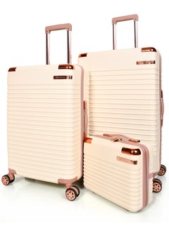 MORANO 4-Piece Unisex Morano Travel Luggage Trolley Set Baige and Rose Size 28''-24''-20''-12'' Inches  - Image 2