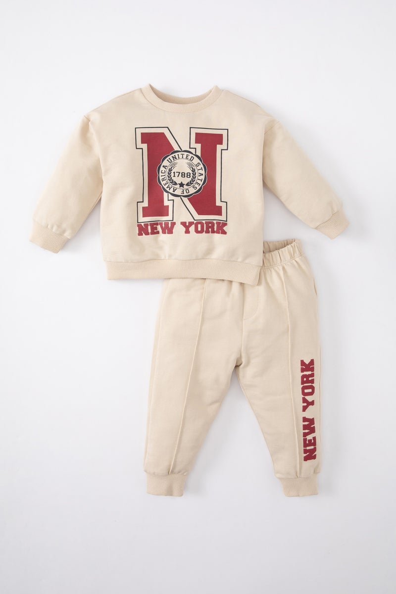 DeFacto Baby Boy Printed Sweatshirt Sweatpants 2 Piece Set  - Image 1