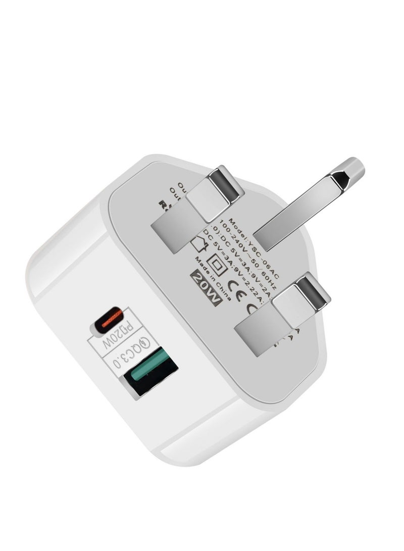 كابتن تيك USB C Plug Fast Charge Plug, 20W USB Type C and USB Wall Plug Power Adapter UK Fast Charging for iPhone 14/14 Pro/14 Pro Max/13/13 Pro/13 Pro Max/12/12 Pro/12 Pro Max/11/11 Pro,iPad,Samsung KSA | Riya - Image 1