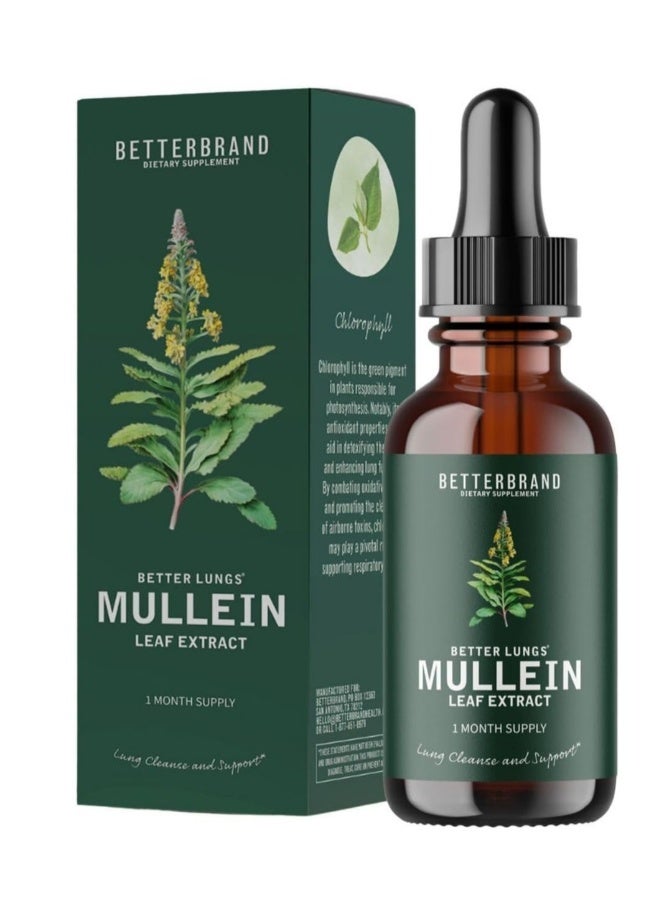 Mullein And Sparrow Betterbrand BetterLungs Mullein Leaf Extract - Support Lung Cleanse & Respiratory Function for Healthy Breathing - Natural Supplement, Tincture Drops | Non-GMO, Vegetarian | 1 Month Supply  - Image 1