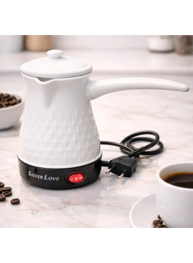 Silver Love Turkish Coffee Maker SC-338, 450ml Capacity, 500W Electric Coffee Pot with Anti-Overflow Protection, Safety System, Green - Image 2