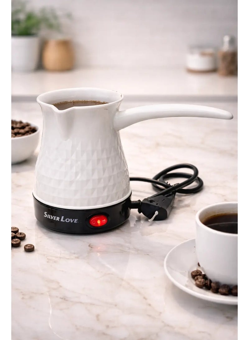 Silver Love Turkish Coffee Maker SC-338, 450ml Capacity, 500W Electric Coffee Pot with Anti-Overflow Protection, Safety System, Green - Image 3