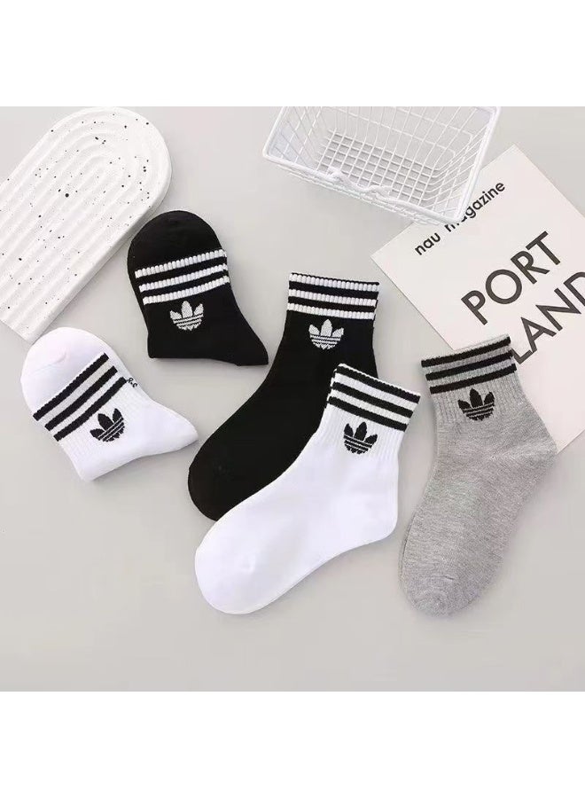 Adidas Sounds 5 pairs of unisex children's socks (2 white + 2 black + 1 gray, suitable for ages 5-7) - Image 1
