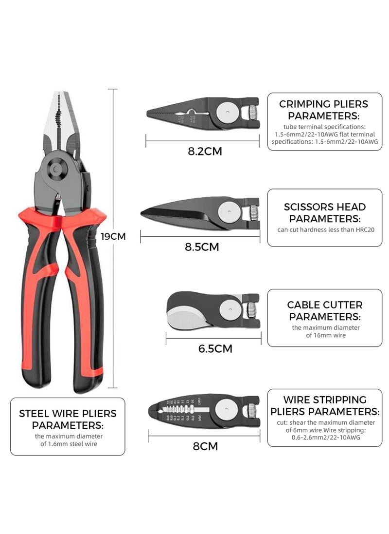 Cheet enterprise 5Head Pliers 5in1 Multifunctional Wire Stripper Heavy Duty MultiTool for Electrical Cutting Crimping and Wire Stripping Adjustable Cable Cutter for Precision Work Durable Stainless Steel  - Image 2
