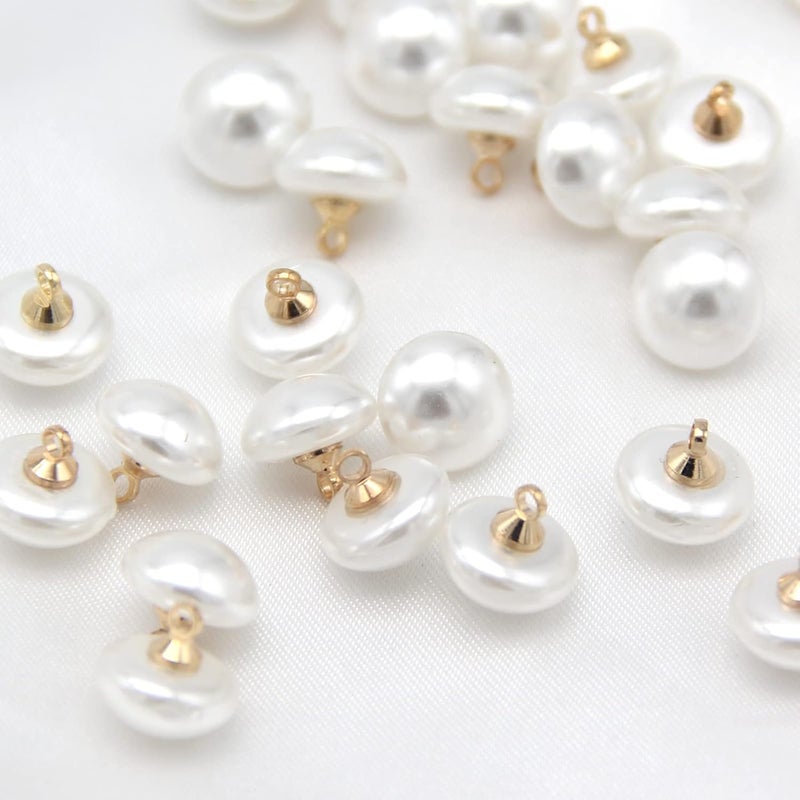 10mm semicircle mushroom-shaped imitation pearl buttons 40-piece package (suitable for sewing, shirts, skirts, wedding dresses, jewelry decoration and handmade DIY) gold - Image 5