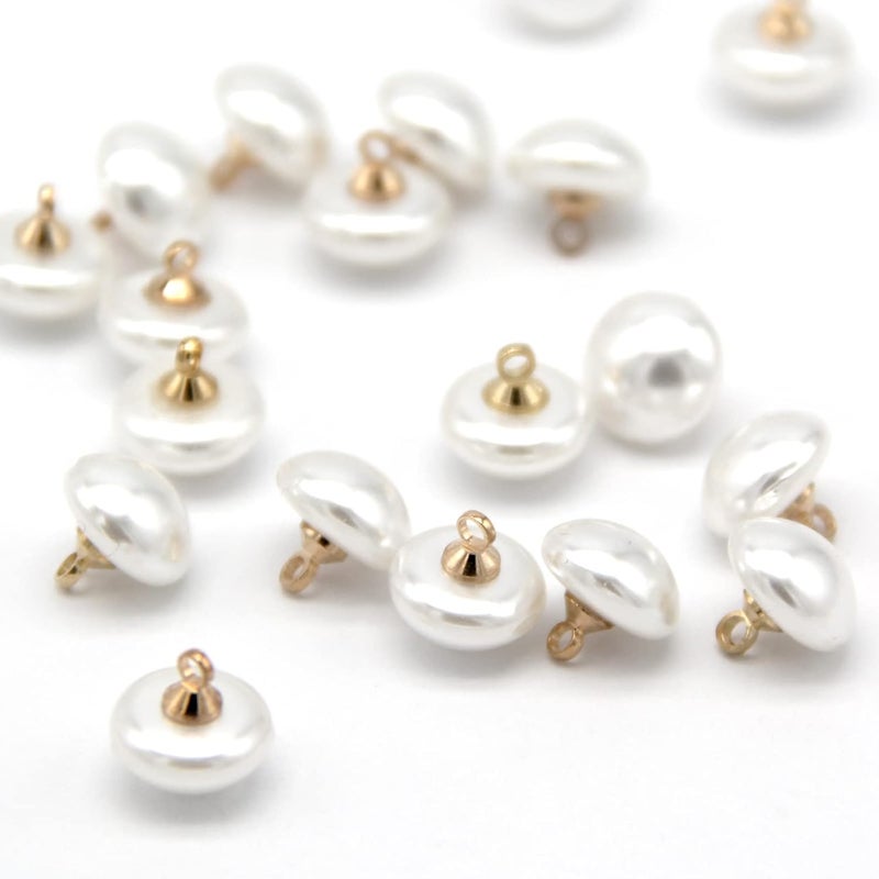 10mm semicircle mushroom-shaped imitation pearl buttons 40-piece package (suitable for sewing, shirts, skirts, wedding dresses, jewelry decoration and handmade DIY) gold - Image 3