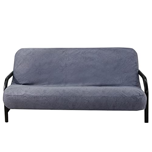 OctoRose OctoRose Full Size 3 Side Zipper Premium Velvet Rich Opulent Color Bushes  Grey Futon Cover Sofa Daybed Couch Mattress Slipcover BushGrey Full Size 
