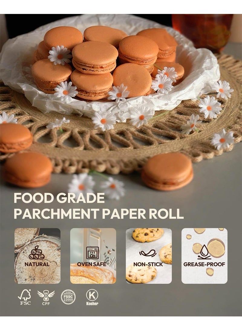 روعة 30 سم × 20 مترًا، قطعتان من ورق الخبز، ورق خبز غير لاصق أبيض مع قاطع للقلي الهوائي والخبز والطهي بالبخار - Image 2