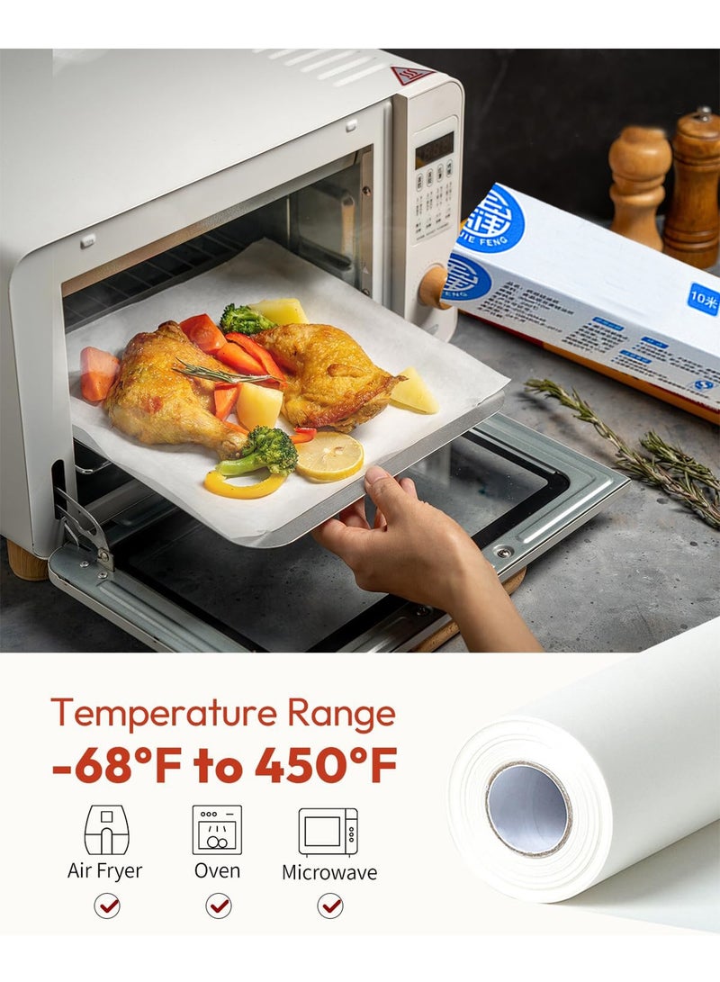 روعة 30 سم × 20 مترًا، قطعتان من ورق الخبز، ورق خبز غير لاصق أبيض مع قاطع للقلي الهوائي والخبز والطهي بالبخار - Image 3